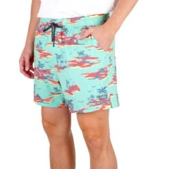 AFTCO Men's Strike Print Swim Shorts - 5.5" Inseam -Patagonia Shop aftco mens strike swim shorts ocean wave 1