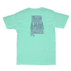 Alabama Outdoors Pima Cotton State Words Short-Sleeve Pocket T-Shirt -Patagonia Shop alabama outdoors apparel mens word state map t shirt seafoam green grid
