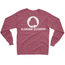 Alabama Outdoors Initial Coin Long-Sleeve Comfort Colors Pocket T-Shirt -Patagonia Shop alabama outdoors coin logo long sleeve comfort colors t shirt crimson grid