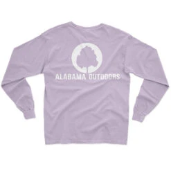 Alabama Outdoors Initial Coin Long-Sleeve Comfort Colors Pocket T-Shirt -Patagonia Shop alabama outdoors coin logo long sleeve comfort colors t shirt orchid grid