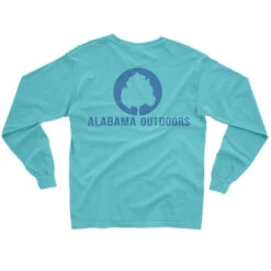 Alabama Outdoors Initial Coin Long-Sleeve Comfort Colors Pocket T-Shirt -Patagonia Shop alabama outdoors coin logo long sleeve comfort colors t shirt seafoam grid