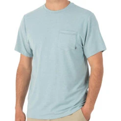 Free Fly Men's Bamboo Flex Pocket Short-Sleeve T-Shirt -Patagonia Shop free fly mens bamboo flex pocket tee HeatherAlpineBlue 1