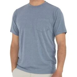 Free Fly Men's Bamboo Flex Pocket Short-Sleeve T-Shirt -Patagonia Shop free fly mens bamboo flex pocket tee heather blue dusk
