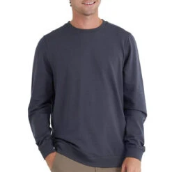 Free Fly Men's Bamboo Heritage Fleece Crew Sweatshirt -Patagonia Shop free fly mens bamboo heritage fleece crew graphite grid
