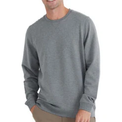 Free Fly Men's Bamboo Heritage Fleece Crew Sweatshirt -Patagonia Shop free fly mens bamboo heritage fleece crew heather graphite grid