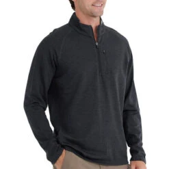 Free Fly Men's Bamboo Heritage Fleece Quarter-Zip Pullover -Patagonia Shop free fly mens bamboo heritage fleece pullover heather black grid
