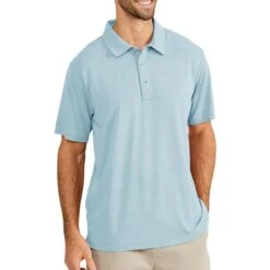 Free Fly Men's Bamboo Flex Polo -Patagonia Shop free fly mens bamboo polo shirt heather tide gird