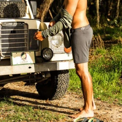 Free Fly Men's Bamboo Comfort Boxer Briefs -Patagonia Shop freefly mens bamboo comfort boxer briefs heather gray model