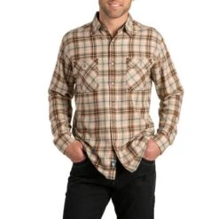 KÜHL Men's Dillingr Button Down Long-Sleeve Shirt -Patagonia Shop kuhl ms 7186 dillingr sunsetorange front