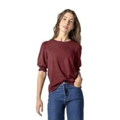 Lilla P Women's Smocked Cuff Short-Sleeve Crew