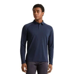 Rhone Men's Delta Pique Long-Sleeve Polo -Patagonia Shop rhone mens delta pique polo navy 2
