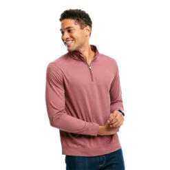 Southern Tide Men's Back Barrier Heather Performance 1/4 Zip Pullover