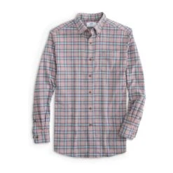 Southern Tide Men's Long-Sleeve Flannel Intercoastal Lakewood Plaid Heather Sportshirt -Patagonia Shop southern tide mens ls flannel ic lakewood plaid heather shirt dusty coral