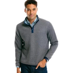 Southern Tide Men's Long-Sleeve Tiller Heather Reversible Quarter-Snap Pullover -Patagonia Shop southern tide mens tiller heather reversible quarter snap pullover heather grey day 1