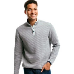 Southern Tide Men's Long-Sleeve Tiller Heather Reversible Quarter-Snap Pullover -Patagonia Shop southern tide mens tiller heather reversible quarter snap pullover heather true navy 1