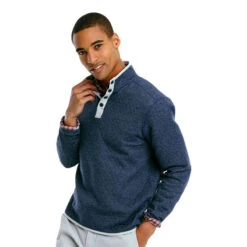 Southern Tide Men's Long-Sleeve Tiller Heather Reversible Quarter-Snap Pullover -Patagonia Shop southern tide mens tiller heather reversible quarter snap pullover heather true navy 2