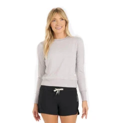 Vuori Women's Daydream Crew Pullover -Patagonia Shop vuori womens daydream crew light heather grey gri