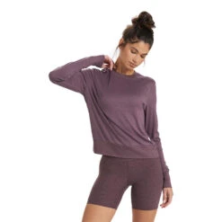 Vuori Women's Daydream Crew Pullover -Patagonia Shop vuori womens daydream crew plum heather grid