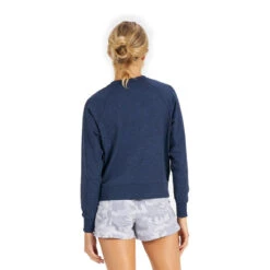 Vuori Women's Longsleeve Halo Crew Sweatshirt -Patagonia Shop vuori womens long sleeved halo crew navy heather 2