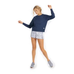 Vuori Women's Longsleeve Halo Crew Sweatshirt -Patagonia Shop vuori womens long sleeved halo crew navy heather 3